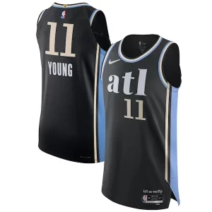 Moderno Attraente Nike Trae Young Atlanta Hawks Authentic Jersey City Edition Black