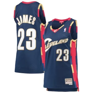 Prestigioso Cool Versatile LeBron James Cleveland Cavaliers Women's Hardwood Classics Swingman Jersey Navy