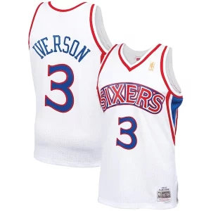 Gorgeous Raffinato Fantastico Allen Iverson Philadelphia 76ers 1996/97 Hardwood Classics Swingman Jersey White/Red/Royal/Black