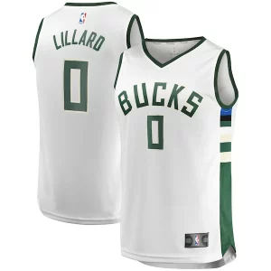 Splendido Damian Lillard Milwaukee Bucks Youth Fast Break Player Jersey Association Edition White