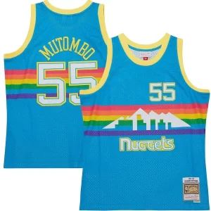 Fascinante Dikembe Mutombo Denver Nuggets Hardwood Classics 1991/92 Tropical Swingman Jersey Blue