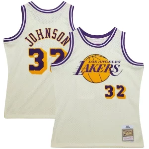 Lussuoso Delizioso Meraviglioso Magic Johnson Los Angeles Lakers Chainstitch Swingman Jersey Cream