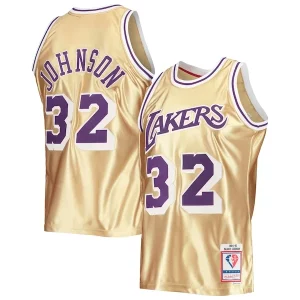 Meraviglioso Magic Johnson Los Angeles Lakers 75th Anniversary 1984/85 Hardwood Classics Swingman Jersey Gold