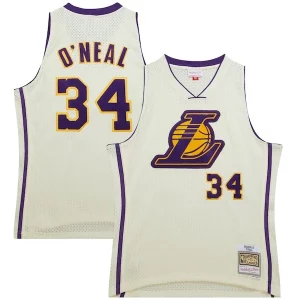 Ottimo Duraturo Meraviglioso Shaquille O'Neal Los Angeles Lakers Chainstitch Swingman Jersey Cream