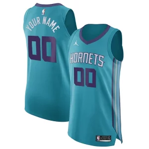 Gorgeous Charlotte Hornets Jordan Brand Authentic Custom Jersey Teal Icon Edition