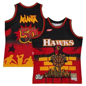 Attraente Classico Atlanta Hawks x Tats Cru Hardwood Classics Fashion Jersey Black