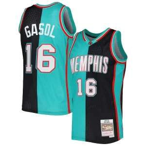 Carino Accattivante Pau Gasol Memphis Grizzlies Hardwood Classics 2001/02 Split Swingman Jersey Black/Turquoise