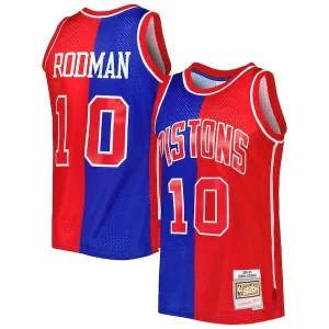 Fantastico Dennis Rodman Detroit Pistons Hardwood Classics 1988/89 Split Swingman Jersey Blue/Red