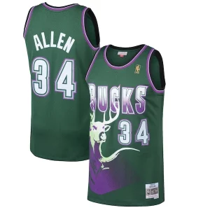 Meraviglioso Ray Allen Milwaukee Bucks 1996/97 Hardwood Classics Swingman Jersey Kelly Green