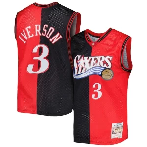 Prestigioso Allen Iverson Philadelphia 76ers Hardwood Classics 2000/01 Split Swingman Jersey Black/Red