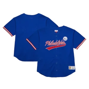Prestigioso Philadelphia 76ers Hardwood Classics On The Clock Mesh Fashion Baseball Jersey Royal
