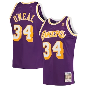 Cool Elegante Shaquille O'Neal Los Angeles Lakers Hardwood Classics Swingman Jersey Purple/Royal/Gold