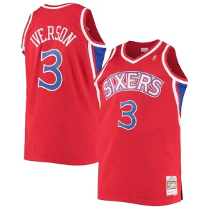Prestigioso Allen Iverson Philadelphia 76ers 1996/97 Big & Tall Hardwood Classics Swingman Jersey Red/Black/Royal/White