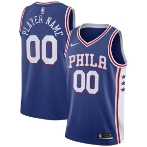 Lussuoso Philadelphia 76ers Nike Swingman Custom Jersey Blue Icon Edition