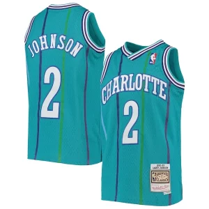 Bellissimo Elegante Prestigioso Larry Johnson Charlotte Hornets Youth 1992/93 Hardwood Classics Swingman Jersey Teal