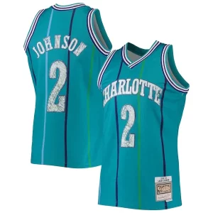 Versatile Larry Johnson Charlotte Hornets 1996/97 Hardwood Classics NBA 75th Anniversary Diamond Swingman Jersey Teal
