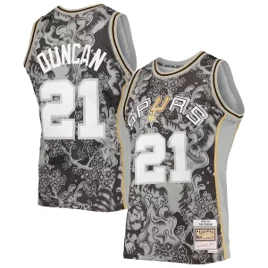 Moderno Bellissimo Tim Duncan San Antonio Spurs Hardwood Classics 1998/99 Lunar New Year Swingman Jersey Black