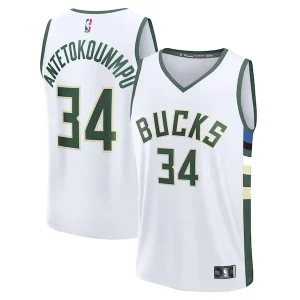 Gorgeous Accattivante Resistente Giannis Antetokounmpo Milwaukee Bucks Fast Break Replica Player Jersey Association Edition White