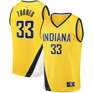 Lussuoso Sofisticato Incantevole Myles Turner Indiana Pacers Fast Break Replica Jersey Statement Edition Gold