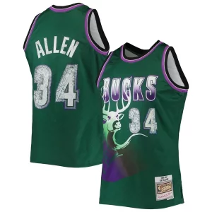 Robusto Ray Allen Milwaukee Bucks 1996/97 Hardwood Classics NBA 75th Anniversary Diamond Swingman Jersey Green