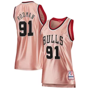 Eccezionale Dennis Rodman Chicago Bulls Women's 75th Anniversary Rose Gold 1997 Swingman Jersey Pink