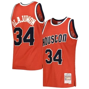 Gorgeous Hakeem Olajuwon Houston Rockets 1993/94 Hardwood Classics Off Court Swingman Jersey Red