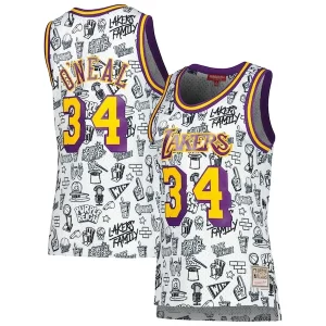 Sofisticato Accattivante Shaquille O'Neal Los Angeles Lakers Women's 1996 Doodle Swingman Jersey White
