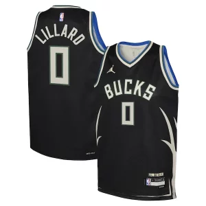 Pratico Comodo Raffinato Damian Lillard Milwaukee Bucks Jordan Brand Youth Swingman Jersey Statement Edition Black