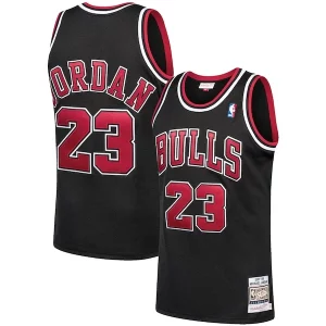 Gorgeous Elegante Michael Jordan Chicago Bulls 1997/98 Hardwood Classics Authentic Jersey Black/Scarlet/White