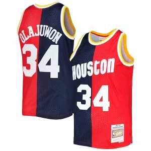 Carino Hakeem Olajuwon Houston Rockets Hardwood Classics 1993/94 Split Swingman Jersey Navy/Red