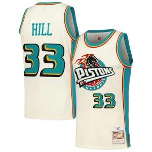 Stupendo Comodo Duraturo Grant Hill Detroit Pistons Chainstitch Swingman Jersey Cream