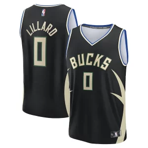 Resistente Prestigioso Damian Lillard Milwaukee Bucks Youth Fast Break Replica Player Jersey Statement Edition Black