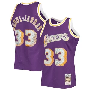 Gorgeous Elegante Bellissimo Kareem Abdul Jabbar Los Angeles Lakers 1996 97 Hardwood Classics NBA 75th Anniversary Diamond Swingman Jersey Purple