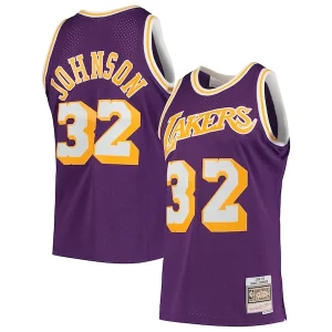 Attraente Magnifico Splendido Magic Johnson Los Angeles Lakers 1984/85 Hardwood Classics Swingman Jersey Purple/Gold