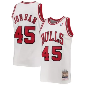 Carino Men's Chicago Bulls Michael Jordan White 1994 95 Hardwood Classics Authentic Player Jersey