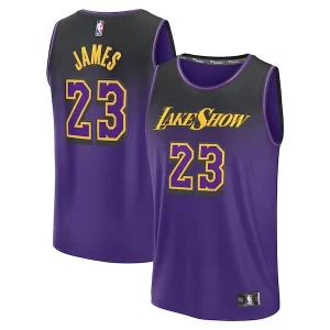 Accattivante LeBron James Los Angeles Lakers Youth 2024/25 Fast Break Player Jersey City Edition Purple