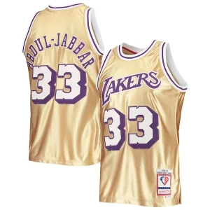Versatile Kareem Abdul Jabbar Los Angeles Lakers 75th Anniversary 1983/84 Hardwood Classics Swingman Jersey Gold