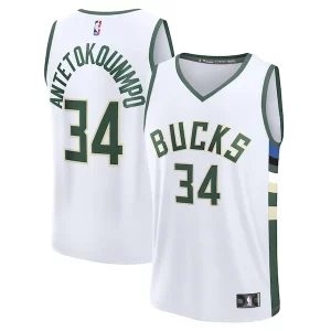 Duraturo Bellissimo Trendy Giannis Antetokounmpo Milwaukee Bucks Fast Break Replica Player Jersey Association Edition White
