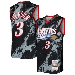 Gorgeous Allen Iverson Philadelphia 76ers 2000/01 Hardwood Classics Marble Swingman Jersey Black