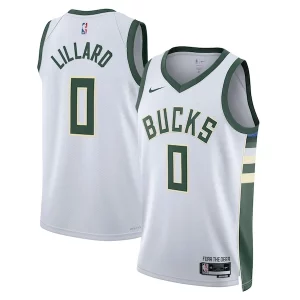 Carino Lussuoso Damian Lillard Milwaukee Bucks Nike Unisex Fear The Deer Swingman Player Jersey Association Edition White