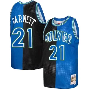 Elegante Delizioso Kevin Garnett Minnesota Timberwolves Hardwood Classics 1995/96 Split Swingman Jersey Black/Blue