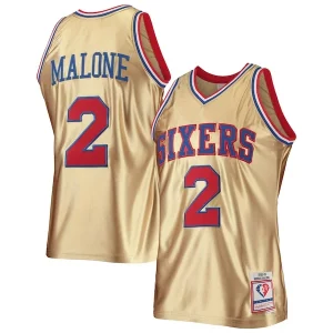 Fascinante Duraturo Moses Malone Philadelphia 76ers 75th Anniversary 1982/83 Hardwood Classics Swingman Jersey Gold
