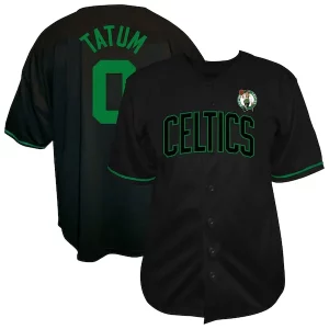 Elegante Jayson Tatum Boston Celtics Profile Big & Tall Name & Number Button Up Jersey Black