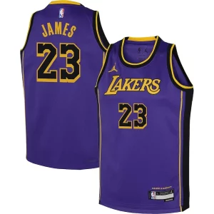 Ottimo LeBron James Los Angeles Lakers Jordan Brand Youth Performance Swingman Jersey Statement Purple