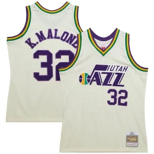 Robusto Karl Malone Utah Jazz Chainstitch Swingman Jersey Cream