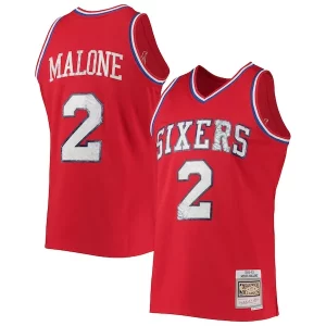 Trendy Bellissimo Moses Malone Philadelphia 76ers 1982/83 Hardwood Classics NBA 75th Anniversary Diamond Swingman Jersey Red