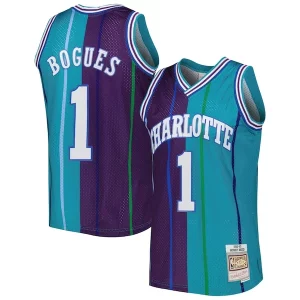 Fascinante Comodo Eccezionale Muggsy Bogues Charlotte Hornets Hardwood Classics 1992/93 Split Swingman Jersey Teal/Purple