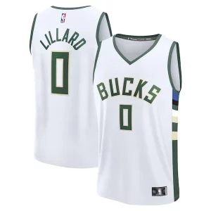 Gorgeous Resistente Fantastico Damian Lillard Milwaukee Bucks Fast Break Replica Player Jersey Association Edition White