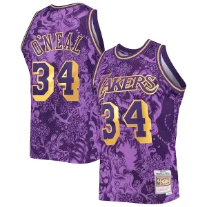 Incantevole Shaquille O'Neal Los Angeles Lakers Hardwood Classics 1996/97 Lunar New Year Swingman Jersey Purple