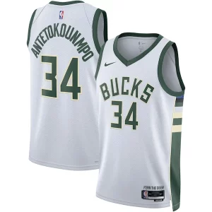 Cool Robusto Giannis Antetokounmpo Milwaukee Bucks Nike Unisex Swingman Jersey Association Edition White/Hunter Green